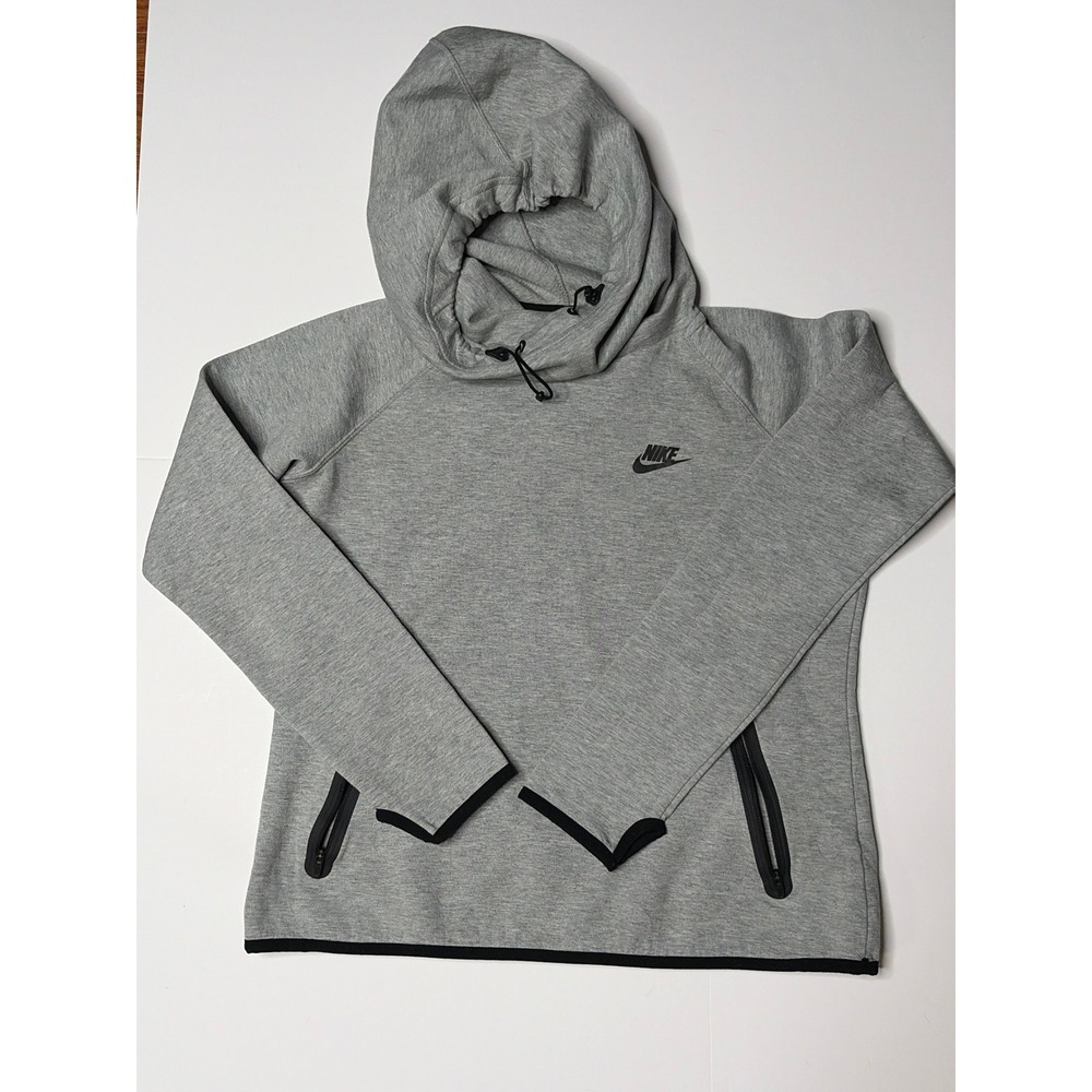 Nike Tech Fleece Funnel Neck Hoodie Gray Black Pullover Womens Medium